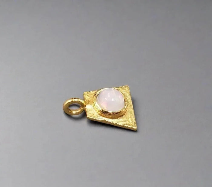 Gold Vermeil Ethiopian Opal Trapezium Charm Pendant - K Jewelry Accessories