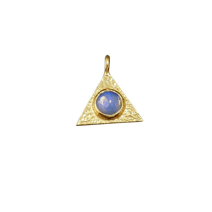 Gold Vermeil Ethiopian Opal Triangle Charm Pendant Handmade - K Jewelry Accessories