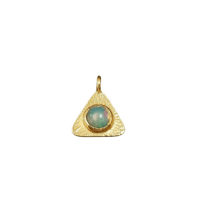 Gold Vermeil Ethiopian Opal Triangle Charm Pendant Stacking - K Jewelry Accessories