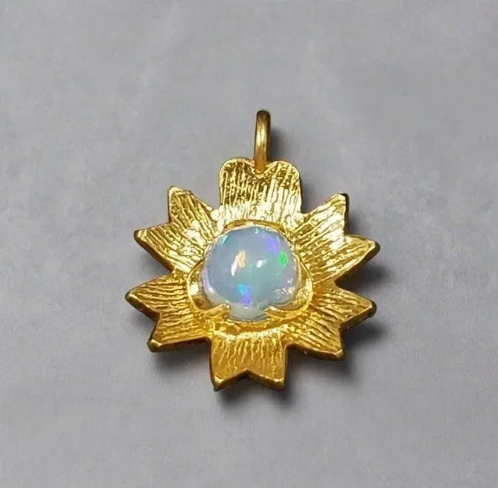 Gold Vermeil Floral Ethiopian Fire Opal Charm Jewelry - K Jewelry Accessories