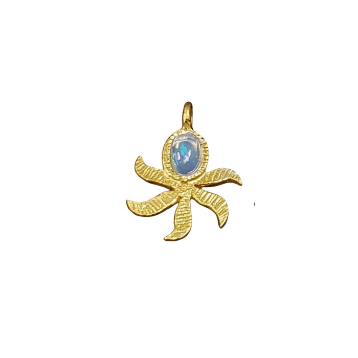Gold Vermeil Floral Ethiopian Opal Charm - K Jewelry Accessories