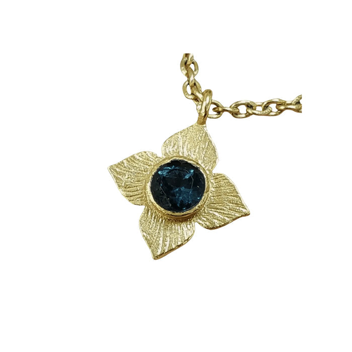 Gold Vermeil Floral Handmade London Blue Topaz Charm - K Jewelry Accessories