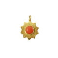 Gold Vermeil Floral Red Coral Charm Pendant Elegant - K Jewelry Accessories