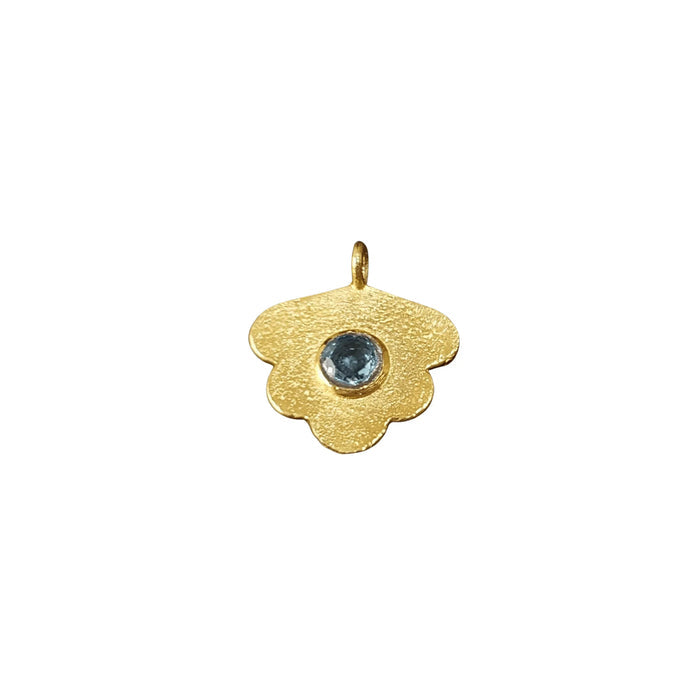 Gold Vermeil Flower Shape Blue Topaz Charm Pendant - K Jewelry Accessories