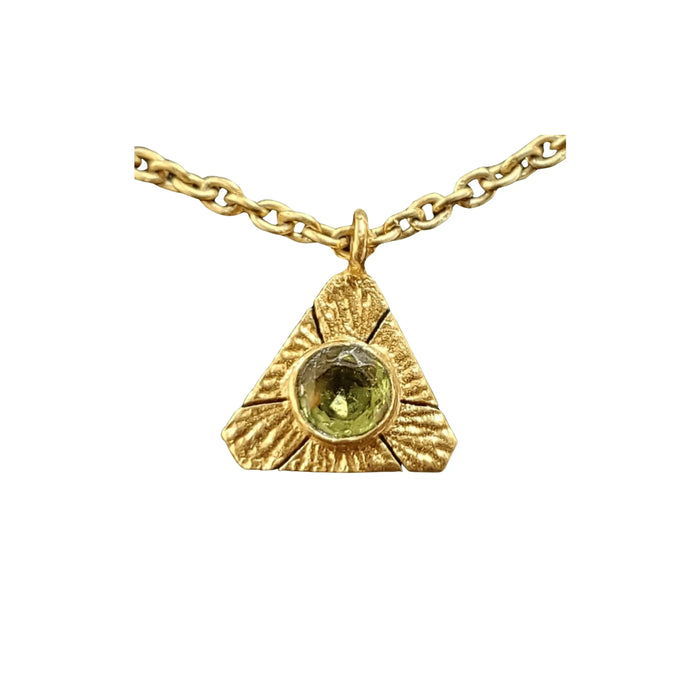 Gold Vermeil Green Peridot Triangle Charm Pendant - K Jewelry Accessories