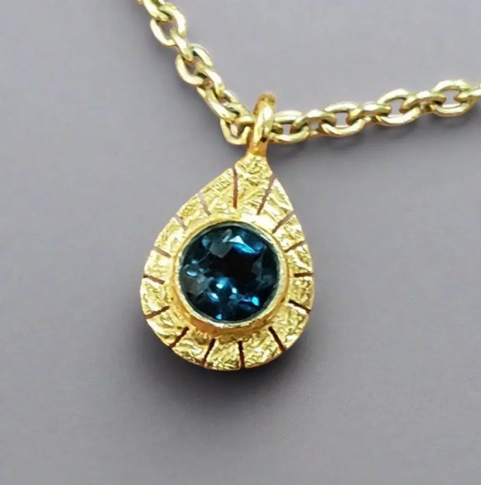Gold Vermeil Handmade London Blue Topaz Charm - K Jewelry Accessories
