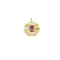 Gold Vermeil Hexagon Shape Pink Tourmaline Charm Pendant - K Jewelry Accessories