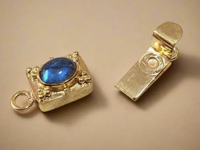 Gold Vermeil Labradorite Box Clasp: Sterling Silver Necklace Connector
