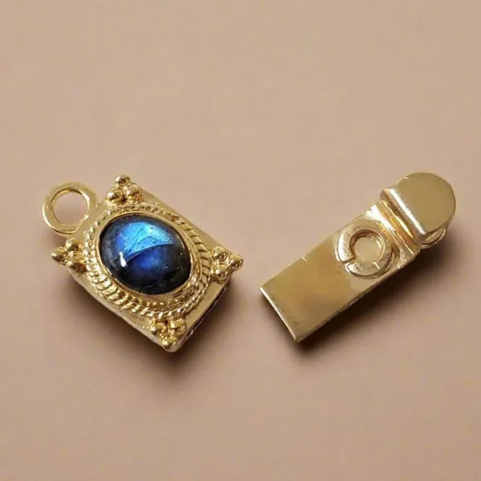 Gold Vermeil Labradorite Box Clasp: Sterling Silver Necklace Connector