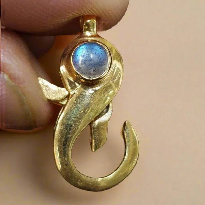 Gold Vermeil Lobster Clasp: Blue Fire Labradorite Connector
