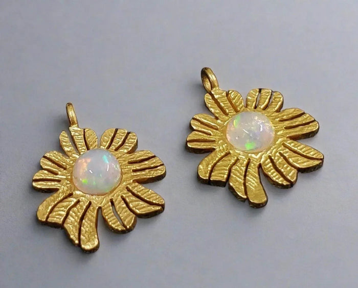 Gold Vermeil Multi Fire Opal Floral Charm For Unisex - K Jewelry Accessories