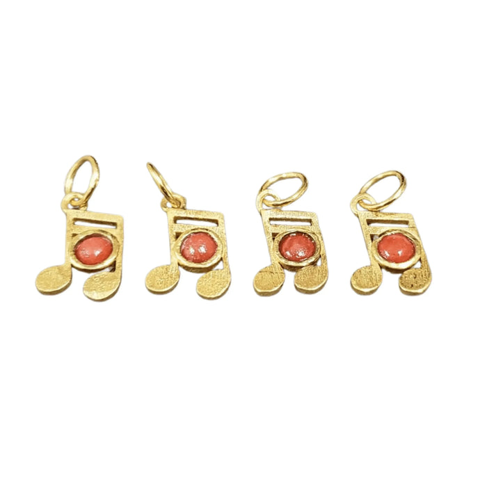 Gold Vermeil Musical Note Coral Pendant - K Jewelry Accessories