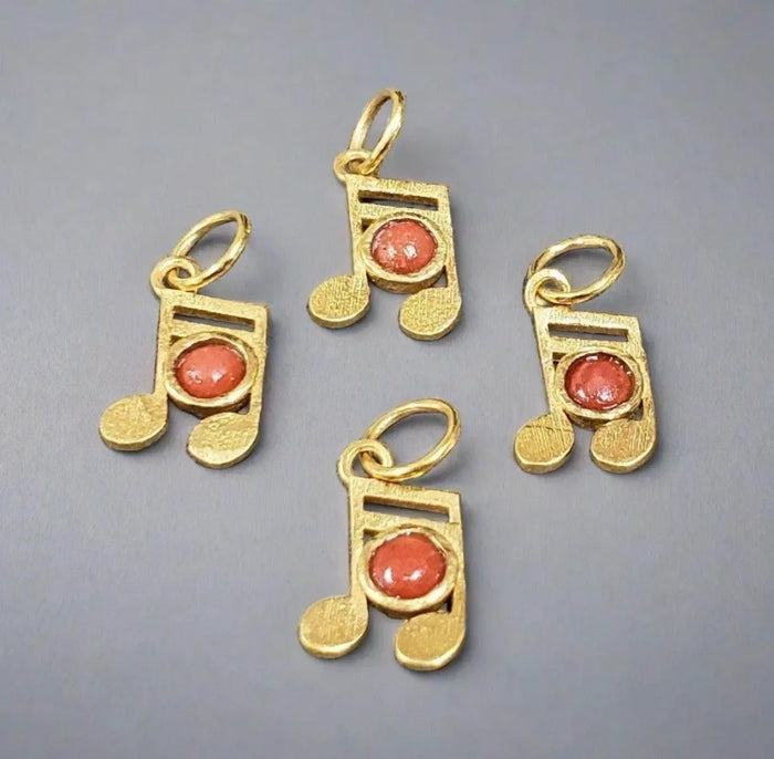 Gold Vermeil Musical Note Coral Pendant - K Jewelry Accessories