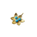 Gold Vermeil Natural Arizona Turquoise Flower Charm - K Jewelry Accessories