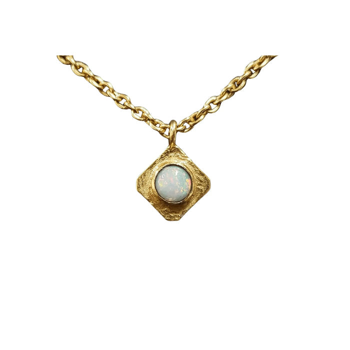 Gold Vermeil Natural Ethiopian Opal Charm Pendant Minimalistic - K Jewelry Accessories