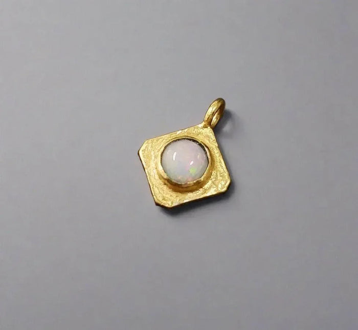 Gold Vermeil Natural Ethiopian Opal Charm Pendant Minimalistic - K Jewelry Accessories