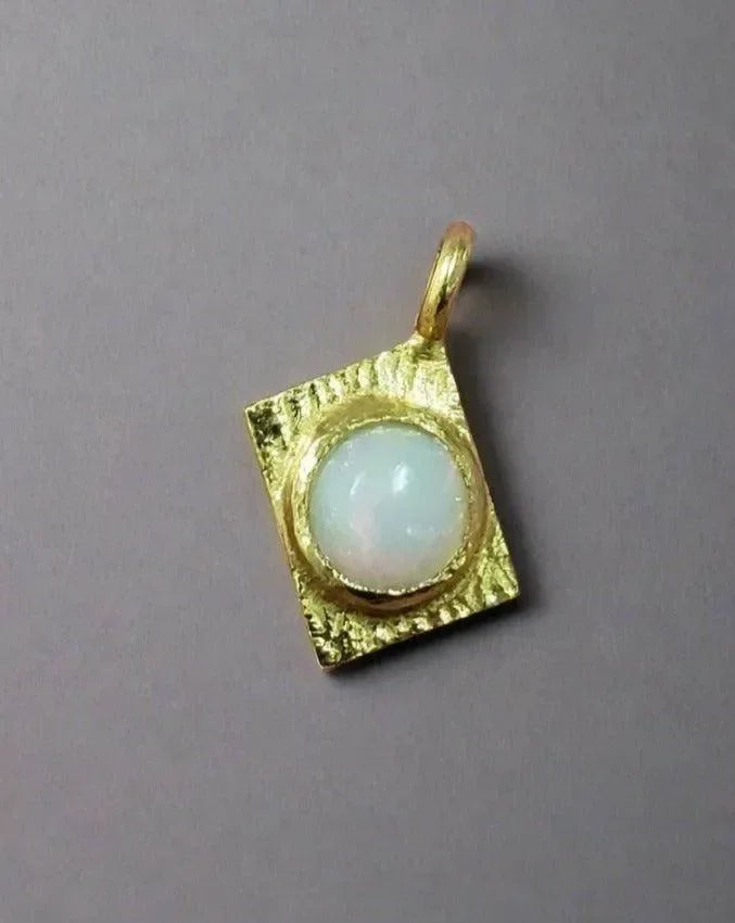 Gold Vermeil Natural Ethiopian Opal Charm Pendant Natural - K Jewelry Accessories