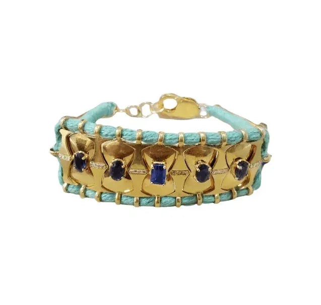 Gold Vermeil Natural Kyanite & Diamond Cord Bracelet - K Jewelry Accessories