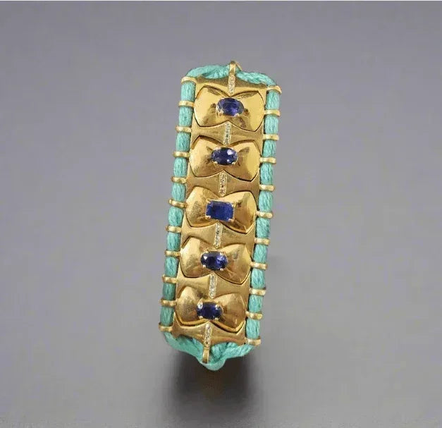 Gold Vermeil Natural Kyanite & Diamond Cord Bracelet - K Jewelry Accessories