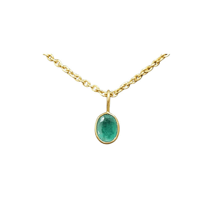 Gold Vermeil Natural Zambian Emerald Bezel Charms - K Jewelry Accessories