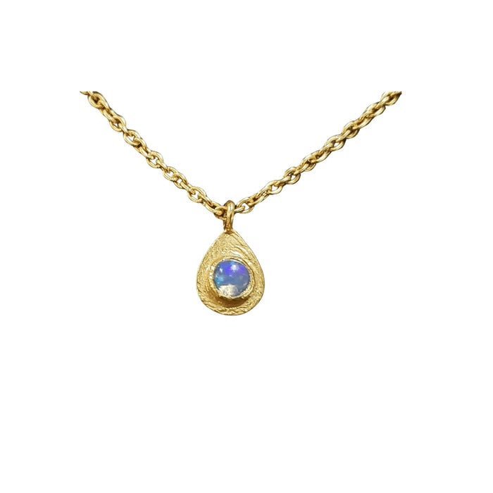 Gold Vermeil Pear Shape Ethiopian Opal Charm Pendant - K Jewelry Accessories
