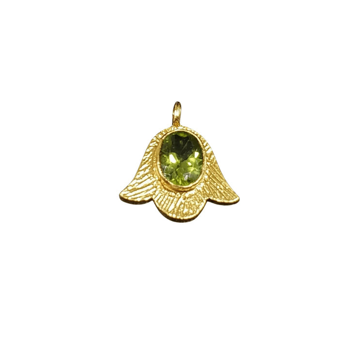 Gold Vermeil Peridot Floral Charm Pendant - K Jewelry Accessories