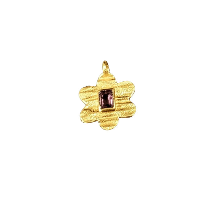 Gold Vermeil Pink Tourmaline Floral Charm Pendant - K Jewelry Accessories