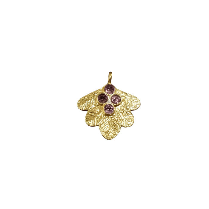 Gold Vermeil Pink Tourmaline Leaf Charm Pendant Natural - K Jewelry Accessories