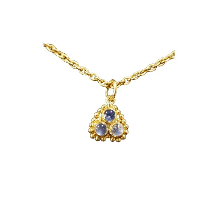 Gold Vermeil Rainbow Moonstone Necklace Pendant 3 gemstones - K Jewelry Accessories
