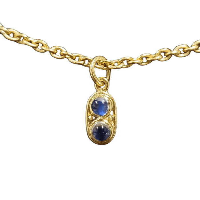 Gold vermeil Rainbow Moonstone Pendant 2 stone Charm Elegant - K Jewelry Accessories