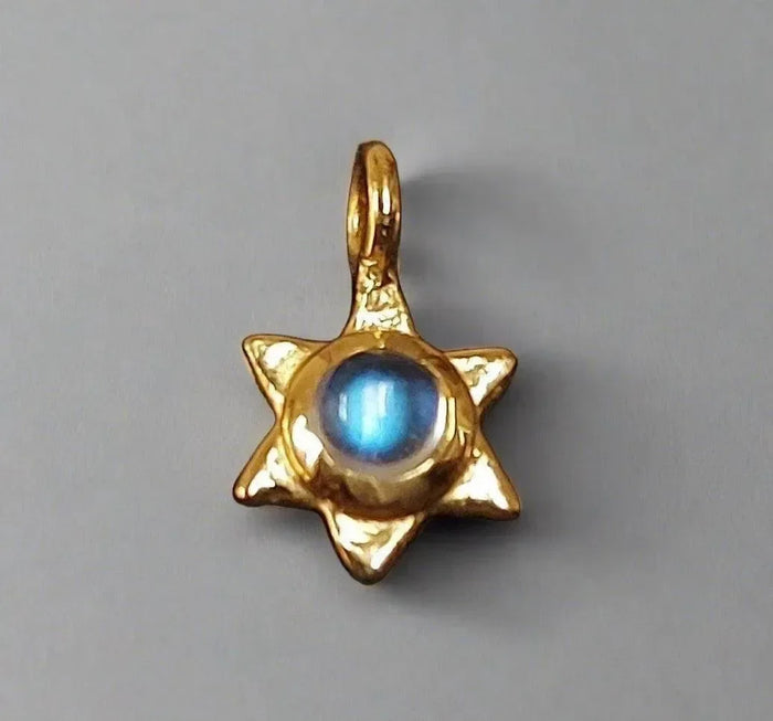 Gold Vermeil Rainbow Moonstone Teeny Tiny Star Charm - K Jewelry Accessories