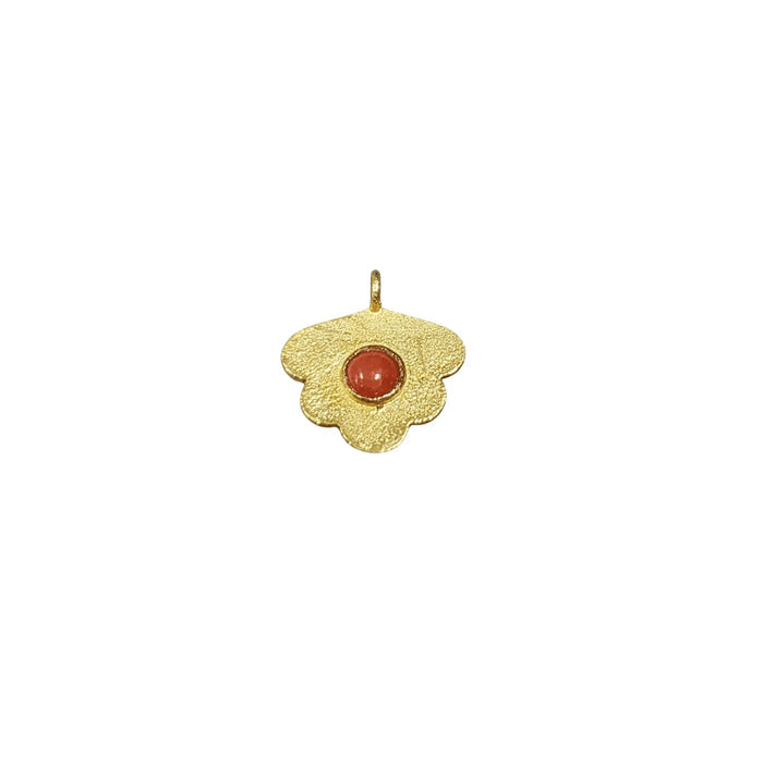 Gold Vermeil Red Coral Floral Charm Handmade gift for her - K Jewelry Accessories