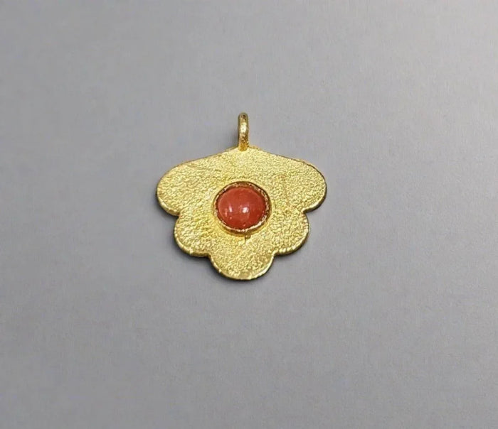 Gold Vermeil Red Coral Floral Charm Handmade gift for her - K Jewelry Accessories