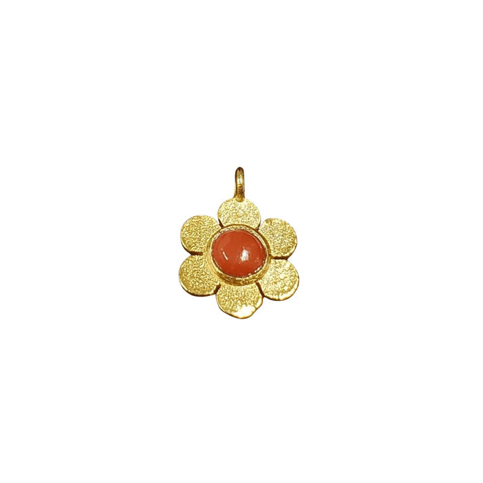 Gold Vermeil Red Coral Flower Charm - K Jewelry Accessories