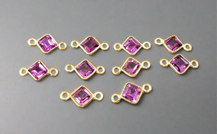 Gold Vermeil Rhodolite Garnet Connector Charm - K Jewelry Accessories
