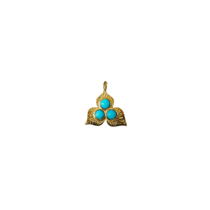Gold Vermeil Sleeping Beauty Arizona Turquoise Leaf Charm - K Jewelry Accessories