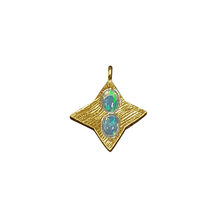 Gold Vermeil Star Shape Ethiopian Fire Opal Charm - K Jewelry Accessories