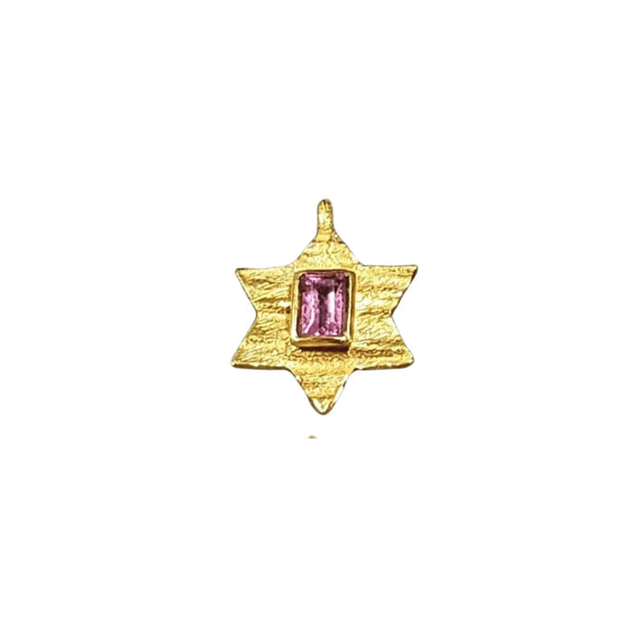 Gold Vermeil Star Shape Pink Tourmaline Charm Pendant - K Jewelry Accessories