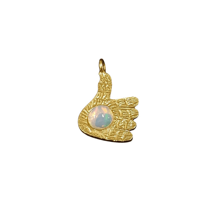Gold Vermeil Thumbs Up Ethiopian Opal Charm Pendant - K Jewelry Accessories