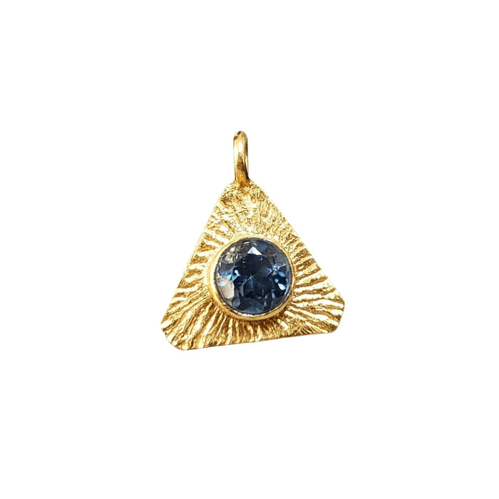 Gold Vermeil Triangle Shape London Blue Topaz Charm - K Jewelry Accessories