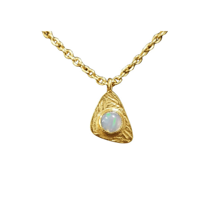 Gold Vermeil Uneven Triangle Ethiopian Opal Charm Pendant - K Jewelry Accessories