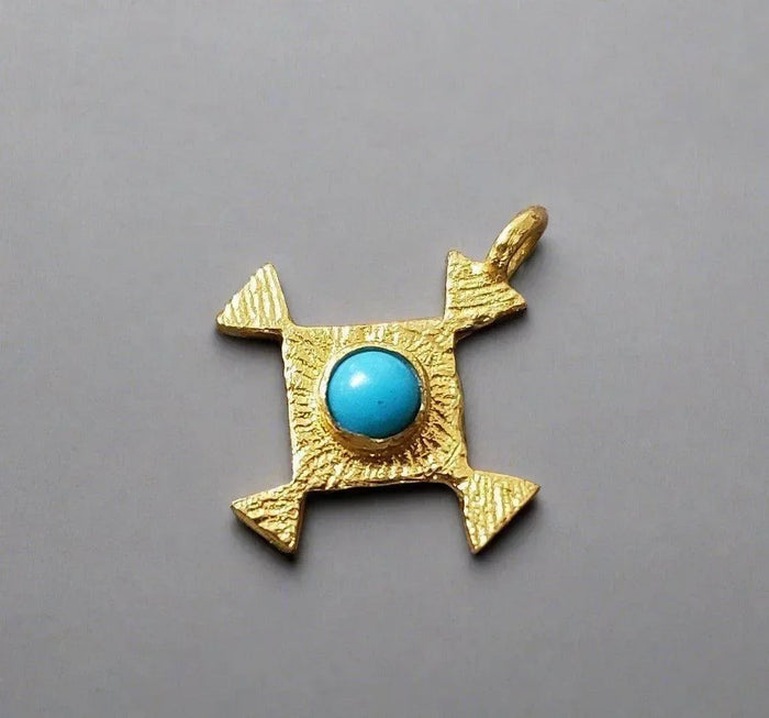 Gold Vermeil Unique Turquoise Charms Handmade - K Jewelry Accessories