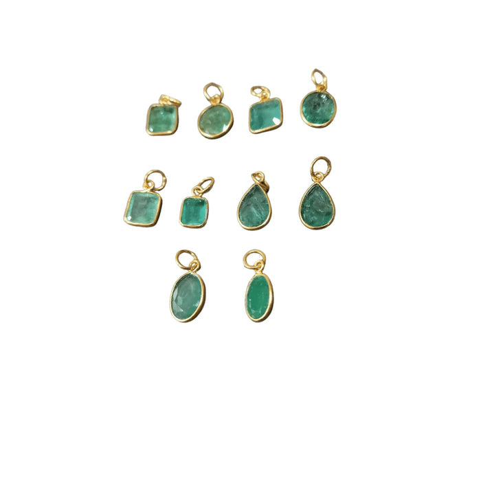 Gold Vermeil Zambian Emerald Bezel Pendant - K Jewelry Accessories