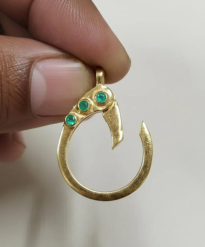 Gold Vermeil Zambian Emerald Lobster Clasp : Connector for Necklaces