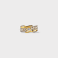 Golden Crisscross Sparkle Cocktail Ring - Monis Anas Jewellers