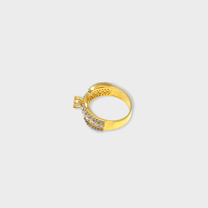 Golden Crisscross Sparkle Cocktail Ring - Monis Anas Jewellers