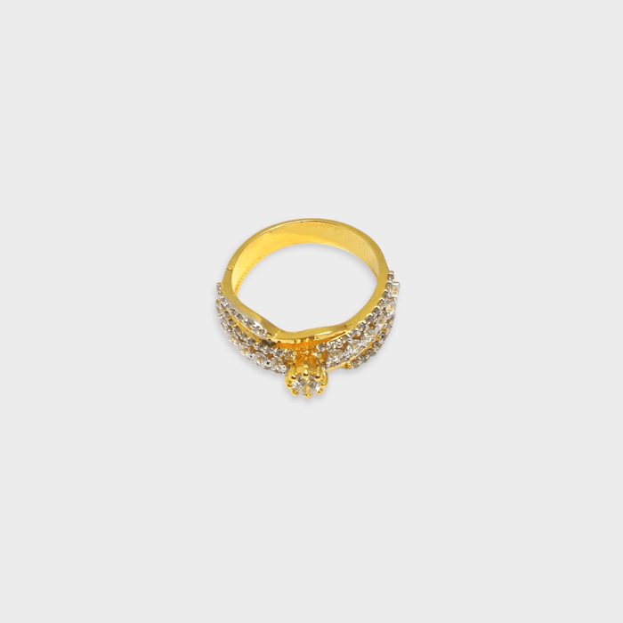 Golden Crisscross Sparkle Cocktail Ring - Monis Anas Jewellers