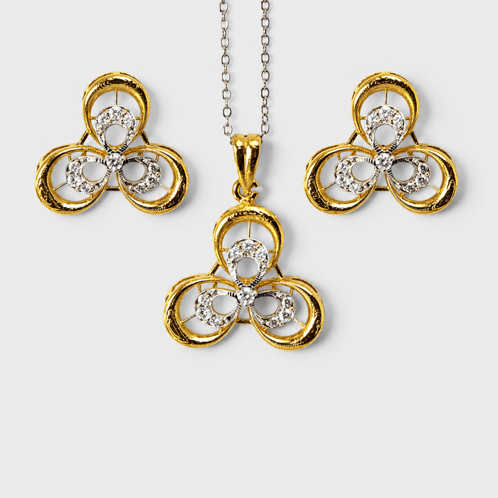 Golden Trinity Pendant Set - Monis Anas Jewellers