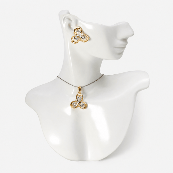 Golden Trinity Pendant Set - Monis Anas Jewellers