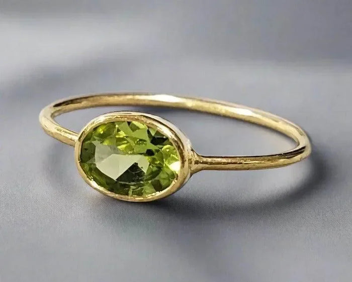 Green Peridot Ring - Elegant 14k Gold Design - K Jewelry Accessories